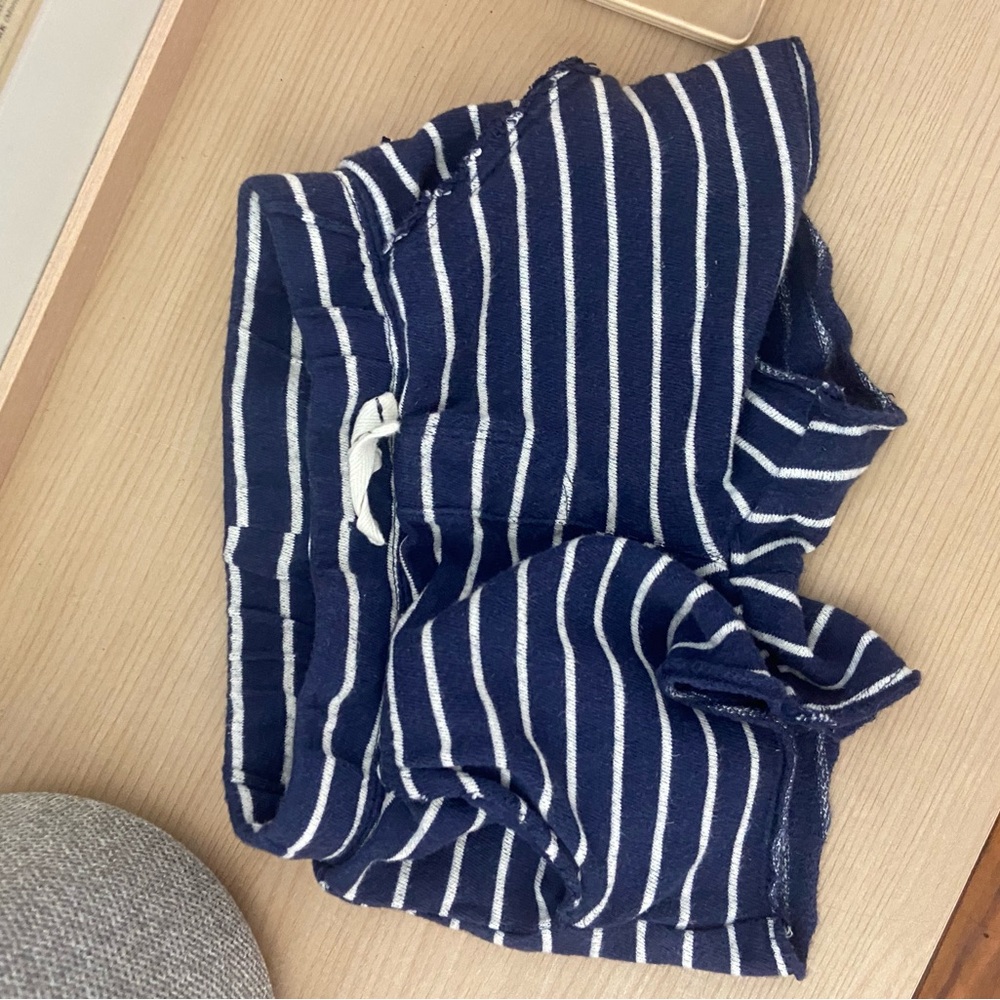 Navy and White Striped Shorts